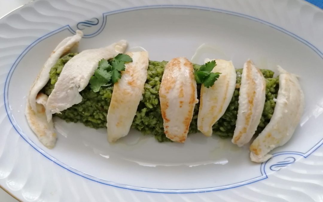 Lomos de lenguado con arroz verde